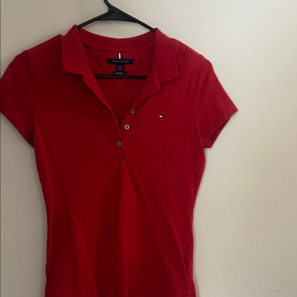 Tommy Hilfiger Women's Red Button Down Shirt
